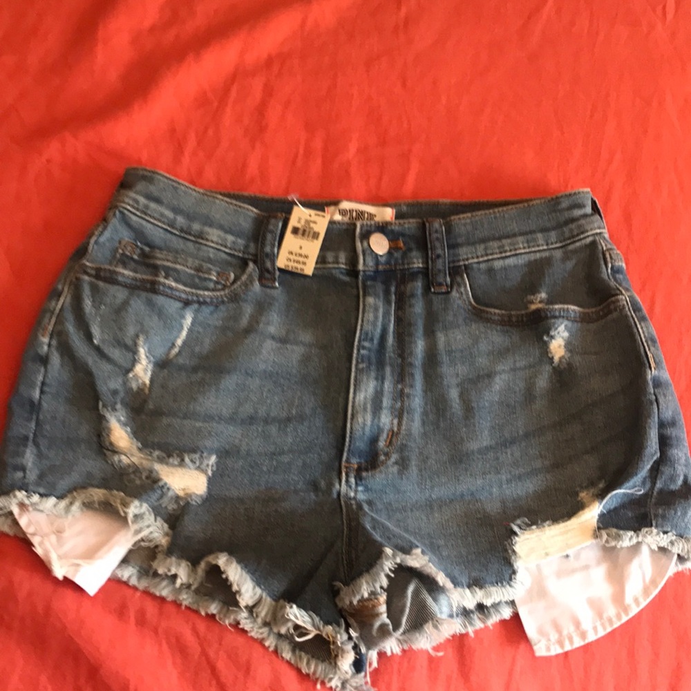 NWT Victoria Secret Pink Distressed Jean Shorts 8